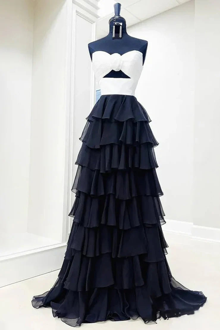 Cute A-Line/Princess Strapless Sleeveless Zipper Up Floor-Length Prom Dress with Slit